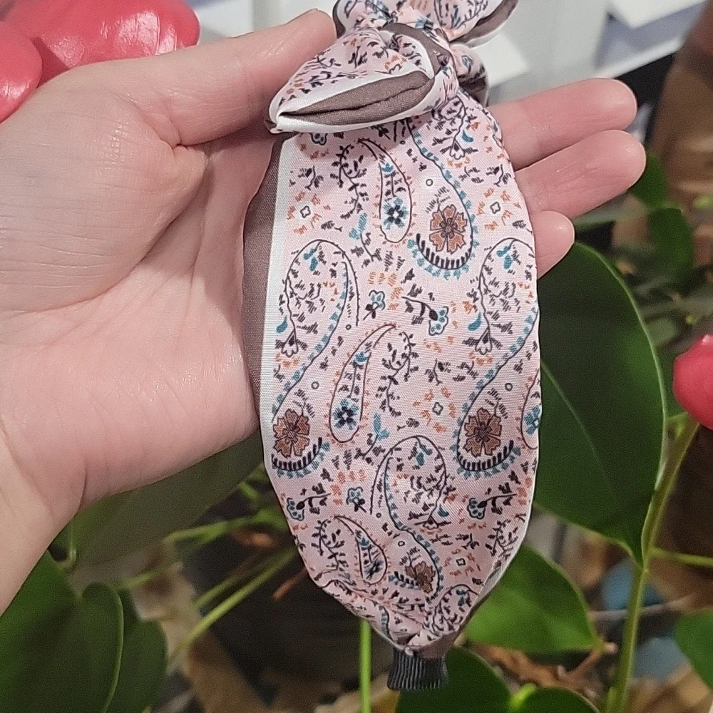 Pink Paisley Bow Tie Headband Western Boho Glam Rodeo Party Girly